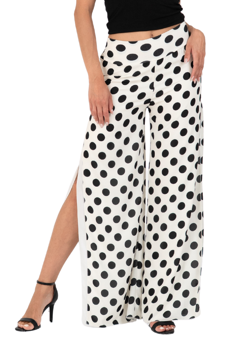 Polka Dot Two-layer Georgette Wide-Leg Pants