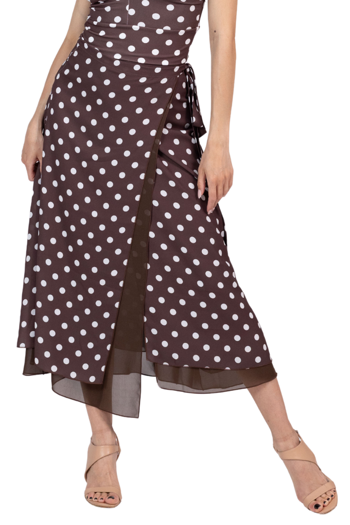 Polka Dot Two-layer Wrap Dance Skirt
