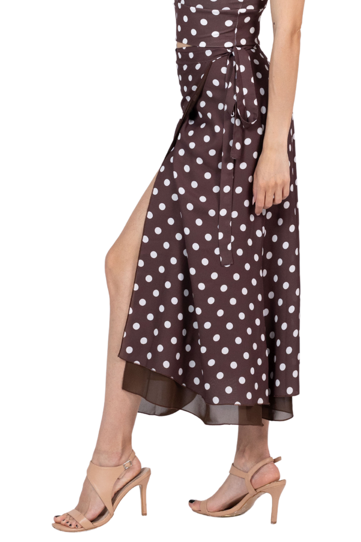 Polka Dot Two-layer Wrap Dance Skirt