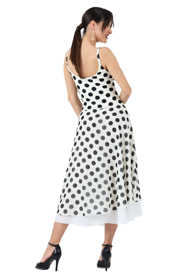 Polka Dot Two Layer Front Knot Dress