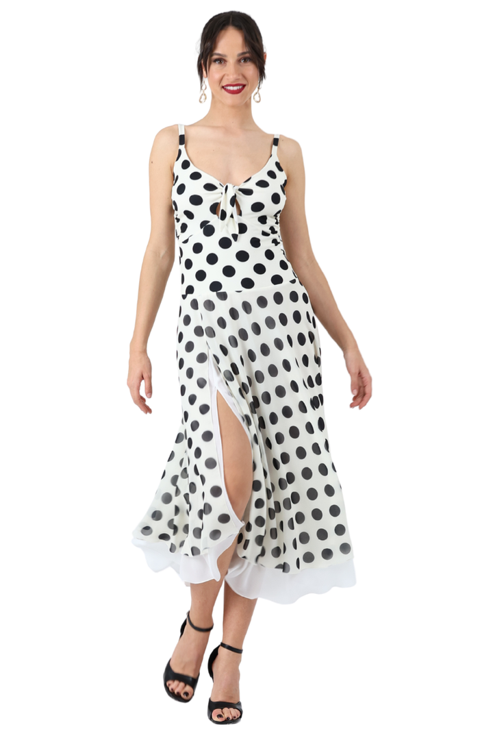 Polka Dot Two Layer Front Knot Dress