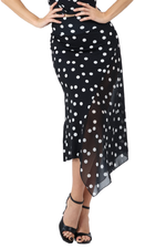 Load image into Gallery viewer, Polka Dot Asymmetric Midi Tango Skirt With Panel