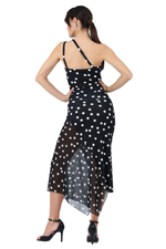 Load image into Gallery viewer, Polka Dot Asymmetric Midi Tango Skirt With Panel