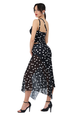 Load image into Gallery viewer, Polka Dot Asymmetric Midi Tango Skirt With Panel