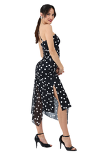 Load image into Gallery viewer, Polka Dot Asymmetric Midi Tango Skirt With Panel