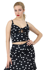 Load image into Gallery viewer, Polka Dot Crop Top With Adjustable Front Knot