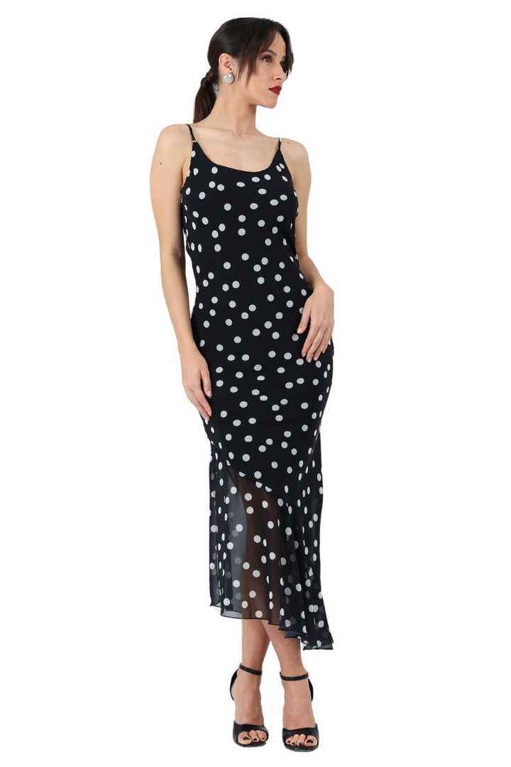Polka Dot Georgette Flowy Tango Dress