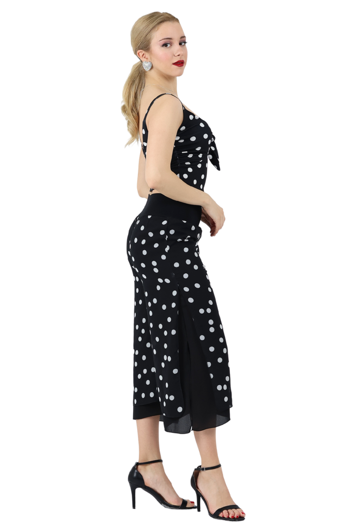 Polka Dot Two-layer Georgette Cropped Culottes