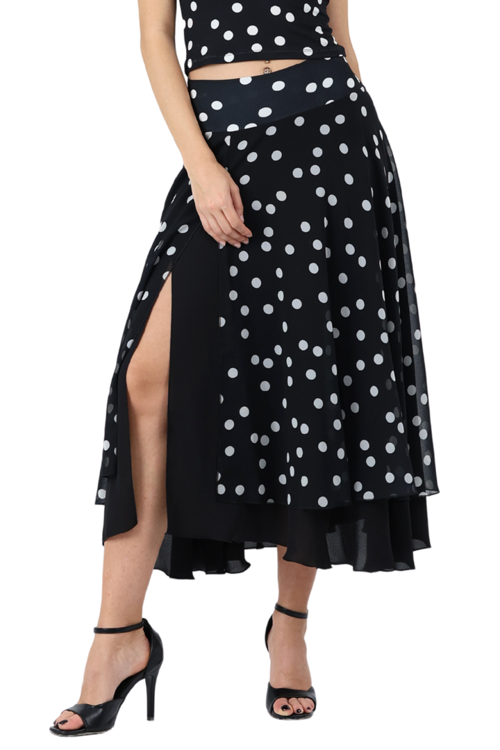 Polka Dot Two-layer Georgette Dance Skirt
