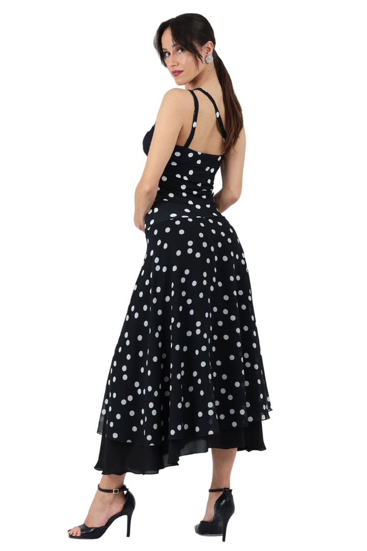 Polka Dot Two-layer Georgette Dance Skirt