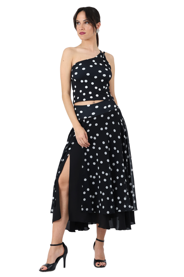 Polka Dot Two-layer Georgette Dance Skirt