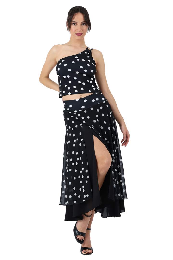 Polka Dot Two-layer Georgette Dance Skirt