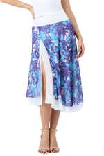 Load image into Gallery viewer, Pop Art Rose Print Two-layer Satin Dance Skirt