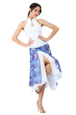 Load image into Gallery viewer, Pop Art Rose Print Two-layer Satin Dance Skirt