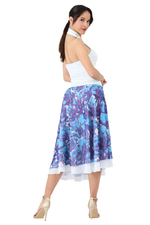 Load image into Gallery viewer, Pop Art Rose Print Two-layer Satin Dance Skirt