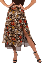 Load image into Gallery viewer, Poppy Print Two-layer Wrap Dance Skirt
