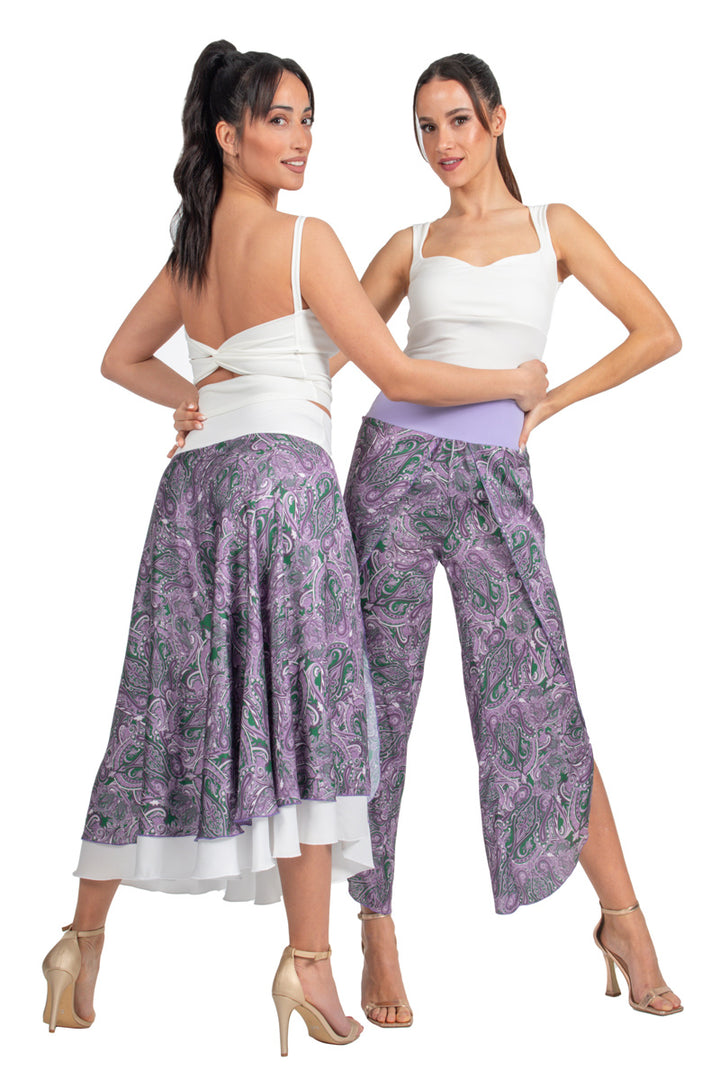 Purple Paisley Print Wrap Tango Pants
