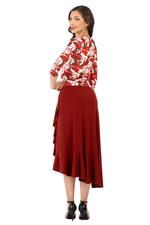 Load image into Gallery viewer, Red Botanic Print Square Neckline Top With Sleeves