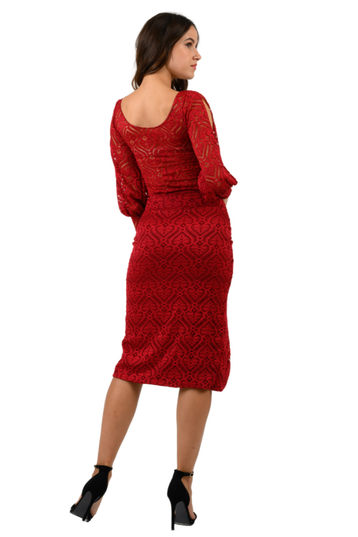 Red Heart Lace Tango Skirt With Gatherings