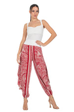 Load image into Gallery viewer, Red Mandala Paisley Print Harem Pants With Slits

