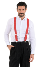 Load image into Gallery viewer, Red Polka-Dot Men&#39;s Adjustable Suspenders
