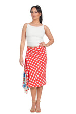 Load image into Gallery viewer, Red Polka-Dot Skirt With Side Draping &amp; Floral Details

