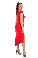 Load image into Gallery viewer, Red Polka Dot Bodycon Dance Dress With Front Ruffles And Gatherings
