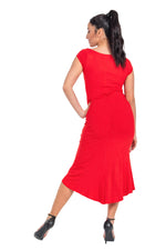 Load image into Gallery viewer, Red Polka Dot Bodycon Dance Dress With Front Ruffles And Gatherings
