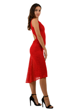 Load image into Gallery viewer, Red Lace Keyhole Back Fishtail Dress
