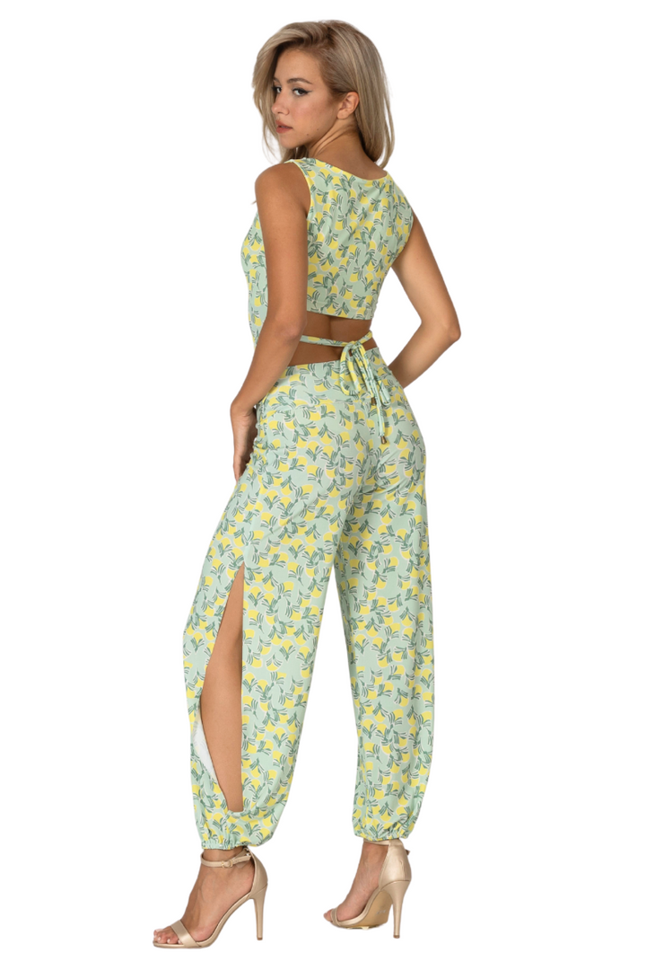 Retro Tropical Sleeveless Tango Top With Low Tie Back