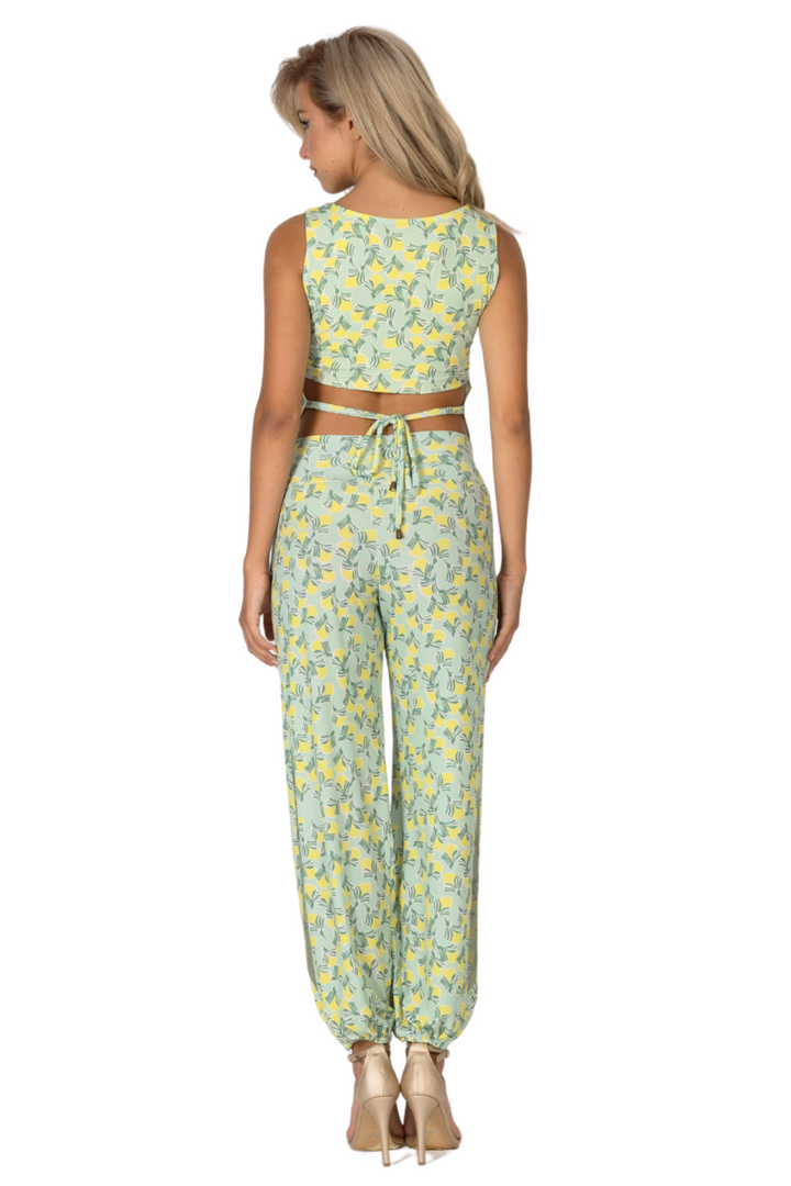 Retro Tropical Sleeveless Tango Top With Low Tie Back