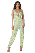 Load image into Gallery viewer, Retro Tropical Sleeveless Front Tie Jumpsuit
