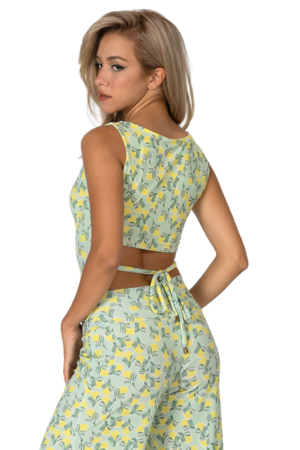 Retro Tropical Sleeveless Tango Top With Low Tie Back