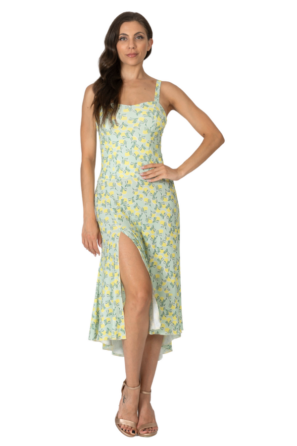 Retro Tropical Tango Dress With Tail