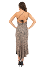 Load image into Gallery viewer, Reversible Leopard Print &amp; Black One Shoulder Tango Dress