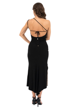 Load image into Gallery viewer, Reversible Leopard Print &amp; Black One Shoulder Tango Dress