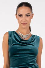 Load image into Gallery viewer, Rhinestone Statement Necklace With Green Drops