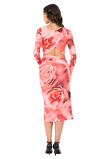 Load image into Gallery viewer, Rose Print Ruched Tango Skirt With Side Slit