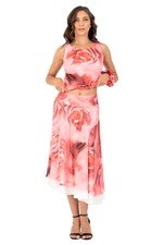 Load image into Gallery viewer, Rose Print Two-layer Satin Skirt