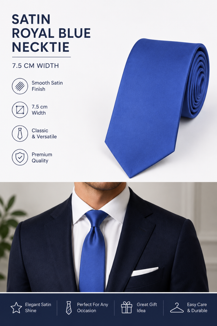 Royal Blue Men's Satin Necktie
