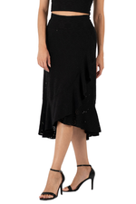 Load image into Gallery viewer, Ruffle Hem Eyelet Viscose Wrap Skirt