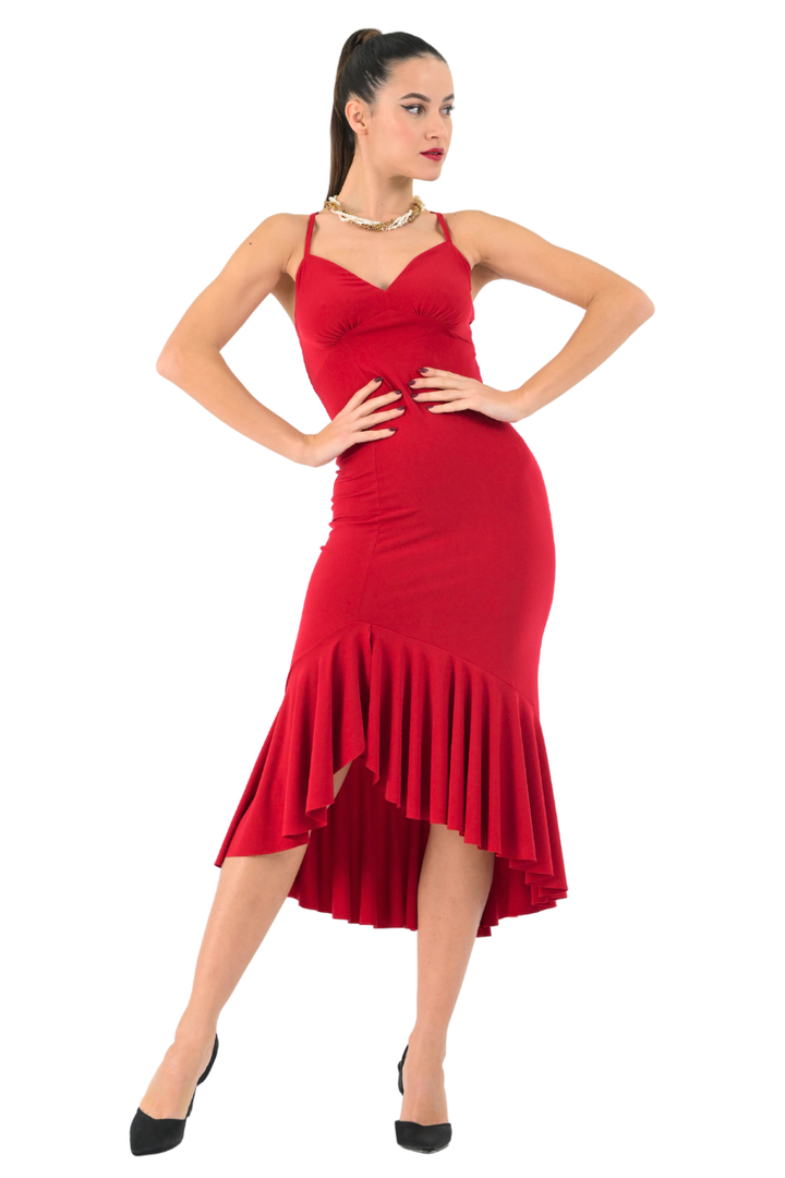 Ruffled Tango Dress with Spaghetti Straps