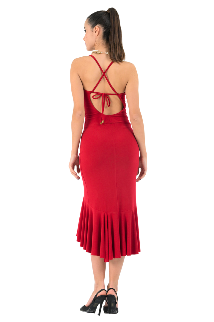 Ruffled Tango Dress with Spaghetti Straps