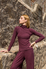 Load image into Gallery viewer, Wine Red Turtleneck Long Sleeve (XS,S,M,L,XL)
