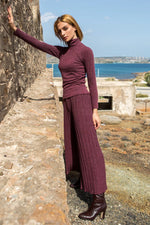 Load image into Gallery viewer, Knit Pleated Trousers (XS,S,M,L,XL) (Wine Red,Blue)