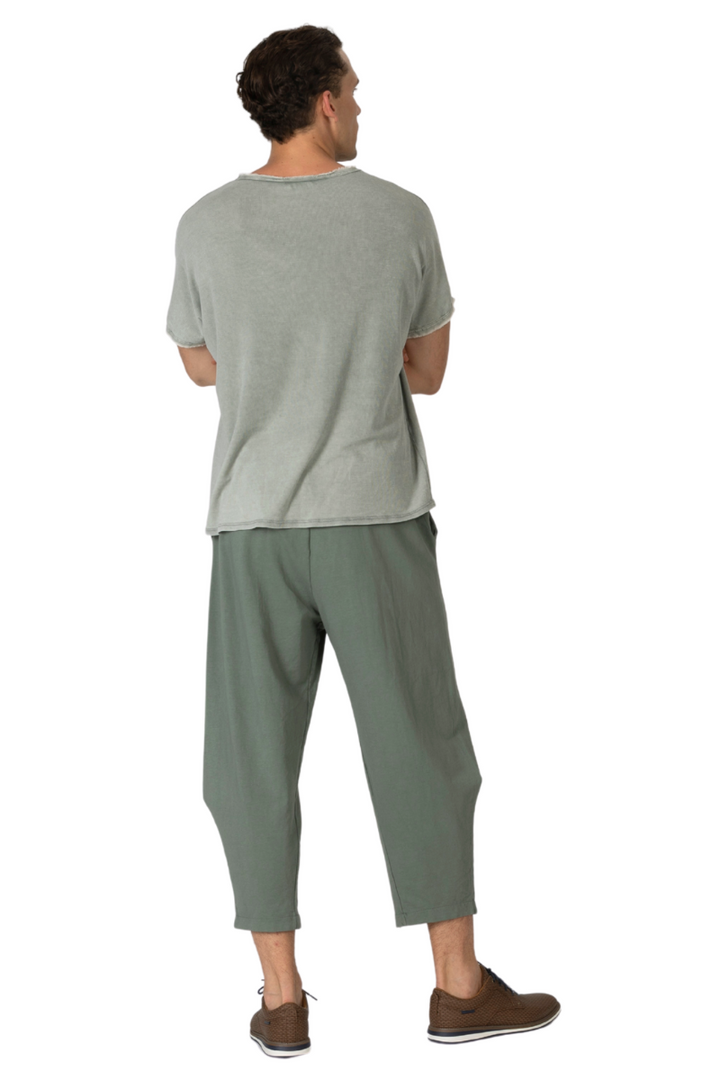 Sage Green Casual Pants With Side Pockets