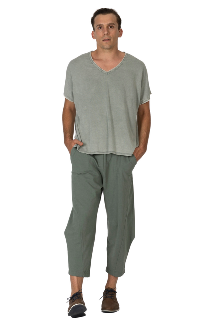 Sage Green Casual Pants With Side Pockets