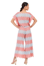 Load image into Gallery viewer, Salmon and Mint Zig Zag Lace Wide-Leg Tango Pants