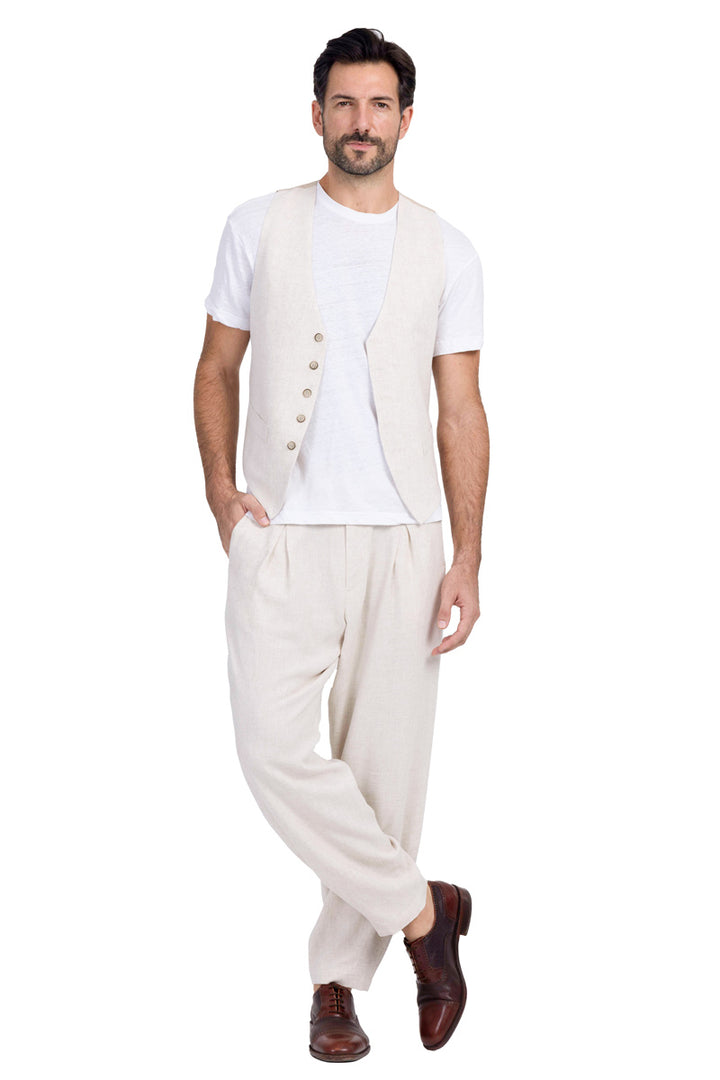 Sand Beige Baggy Tango Pants With Front And Back Pleat