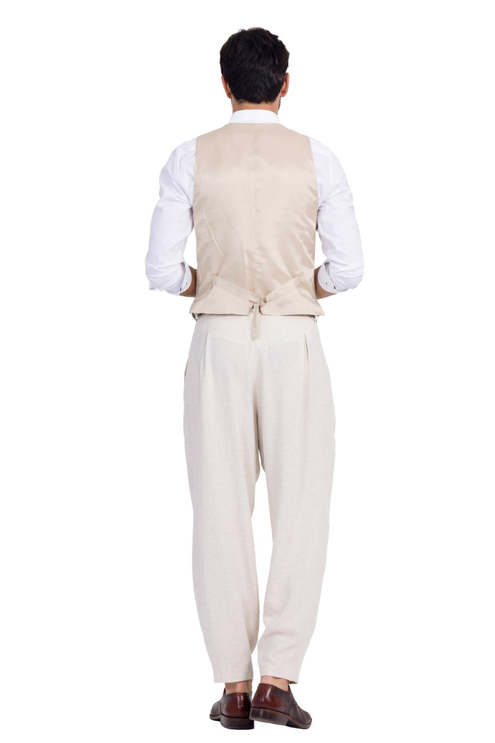 Sand Beige Baggy Tango Pants With Front And Back Pleat